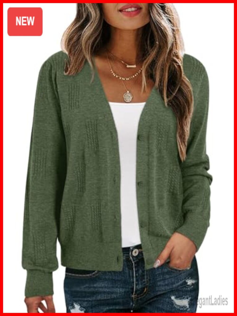 Women's Lightweight V-Neck Button Cardigan Sweater